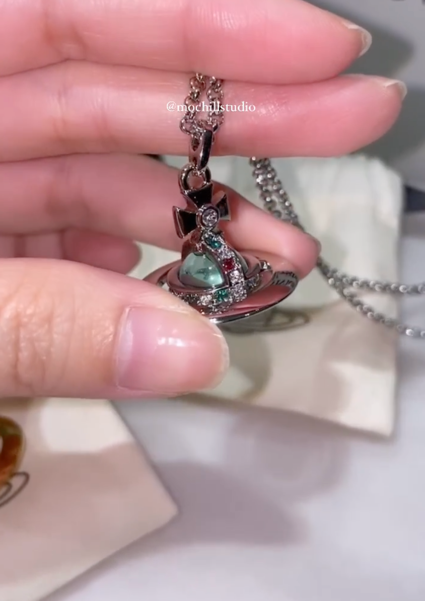Vivienne Westwood 限定限量薄荷綠立體土星項鍊(全尺寸!)