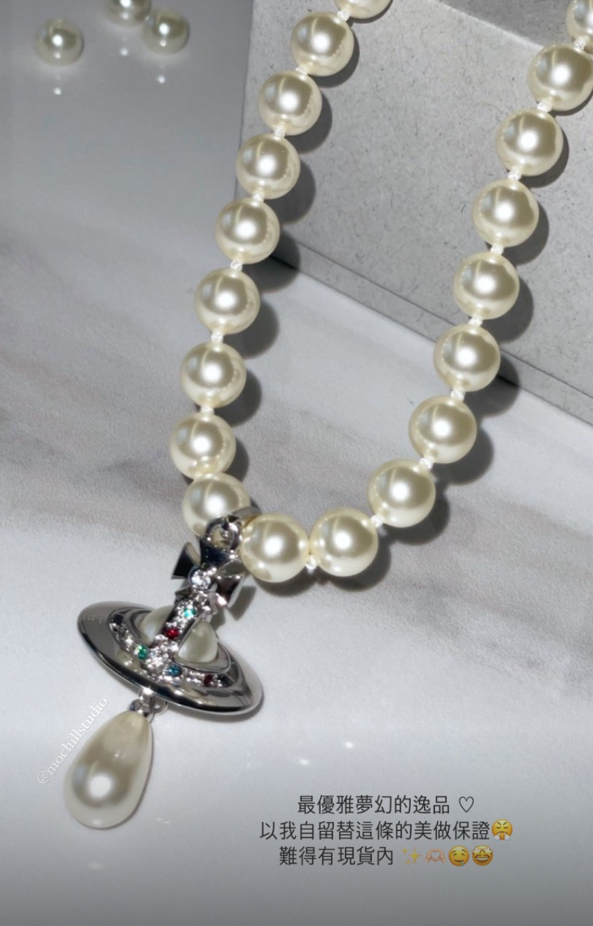 Vivienne Westwood One Row Pearl Drop Choker 經典珍珠土星頸鍊(共2色!)