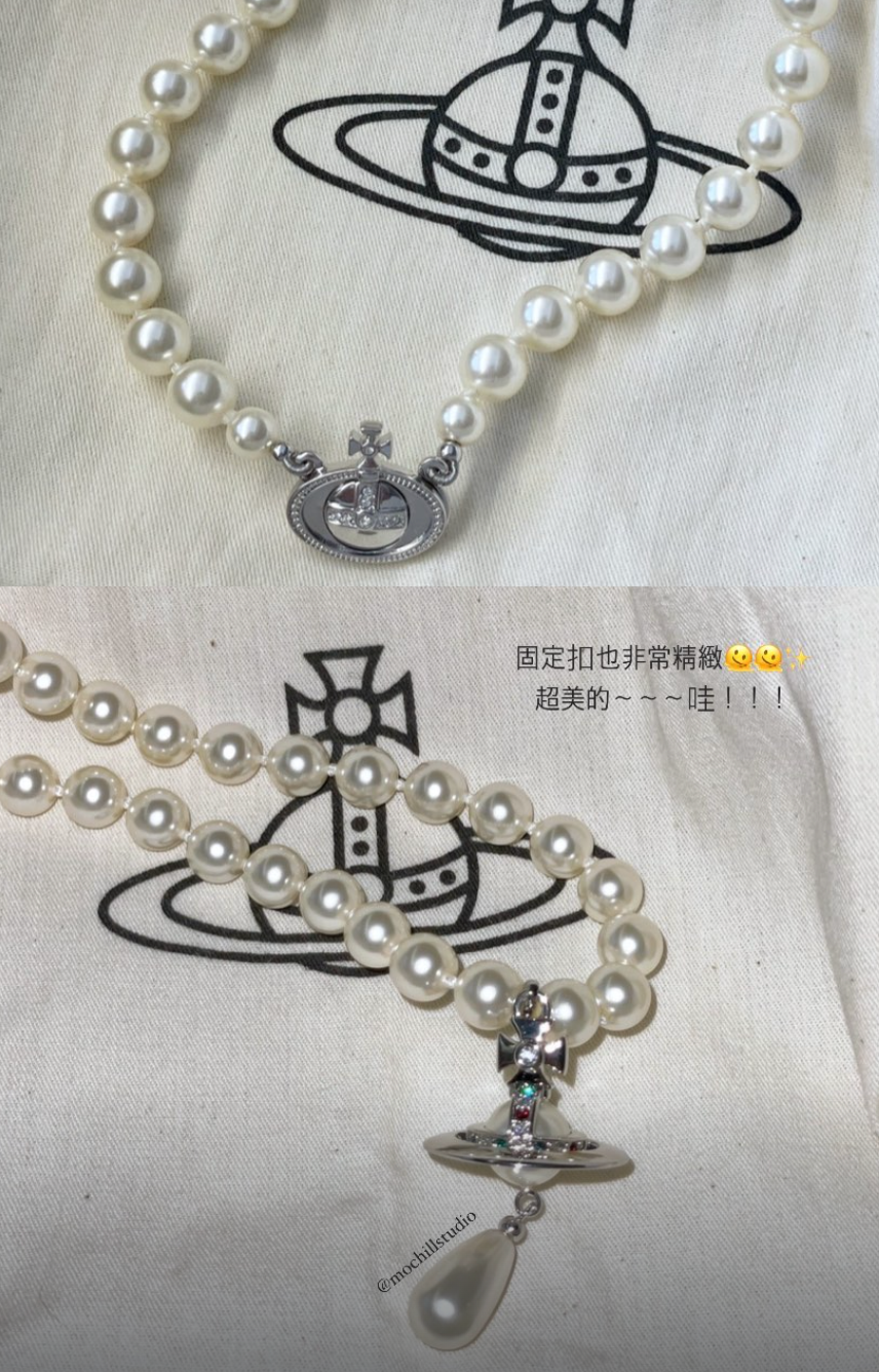 Vivienne Westwood One Row Pearl Drop Choker 經典珍珠土星頸鍊(共2色!)