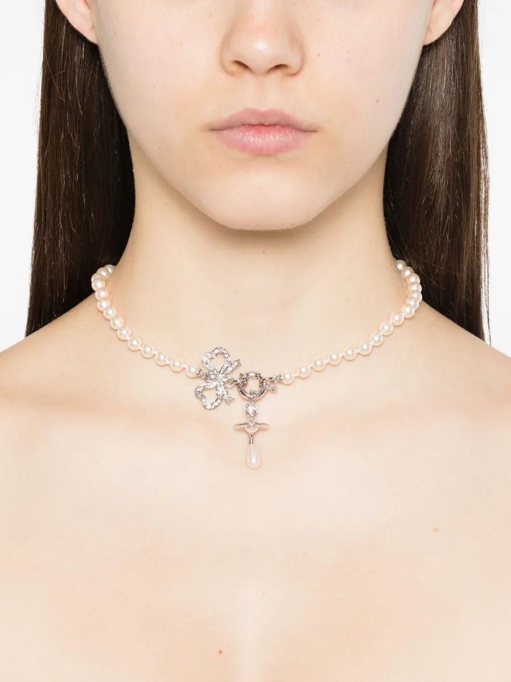 Vivienne Westwood Rigoberta Pearl Necklace 夢幻立體土星蝴蝶結珍珠項鏈