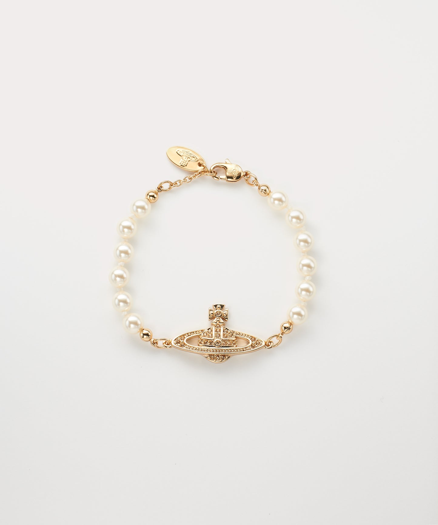 Vivienne Westwood Mini Bas Relief Bracelet 經典滿鑽土星珍珠手鍊(共3色!)