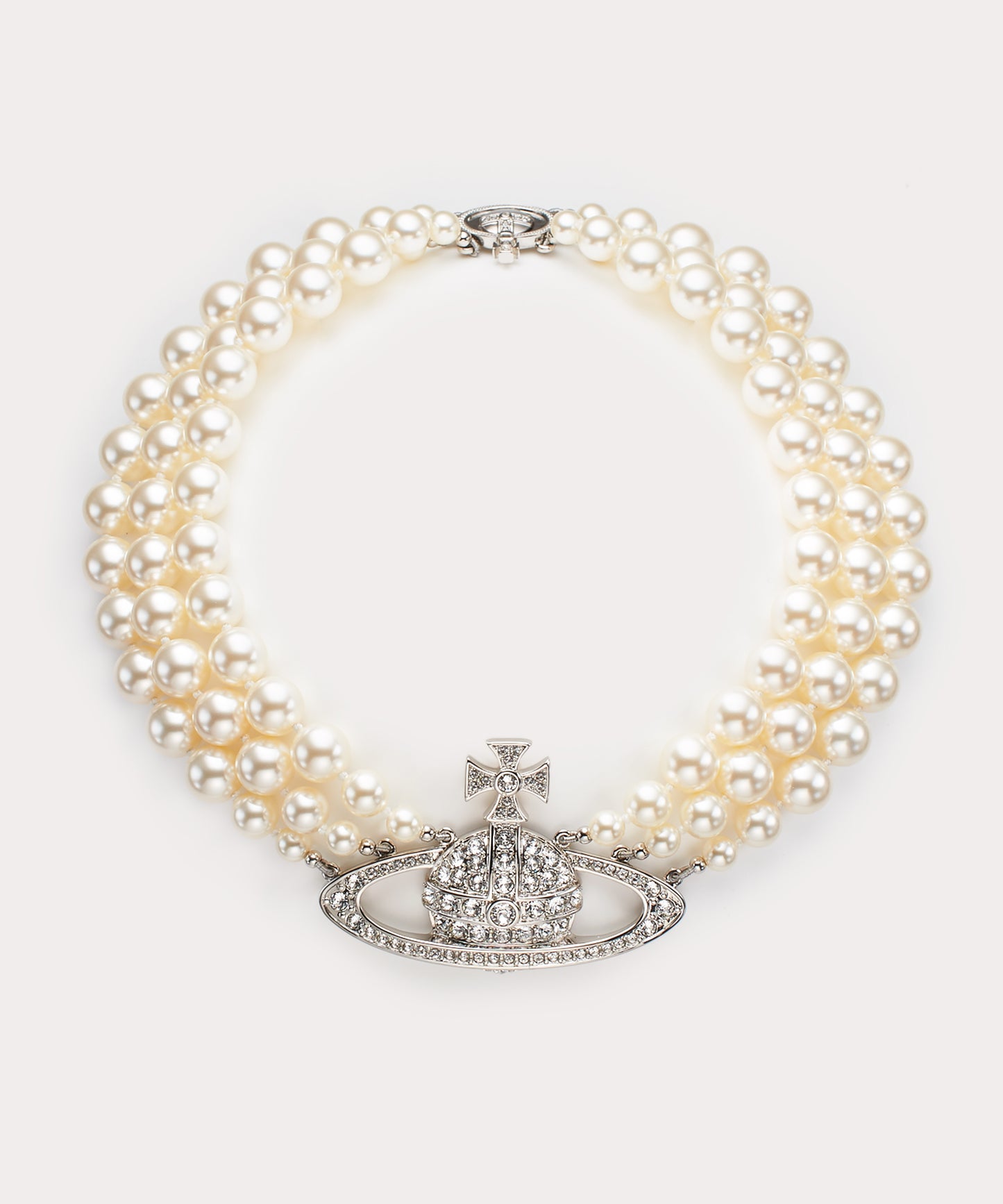 Vivienne Westwood Three Row Bas Relief Pearl Choker 經典三層珍珠土星頸鍊(共2色!)