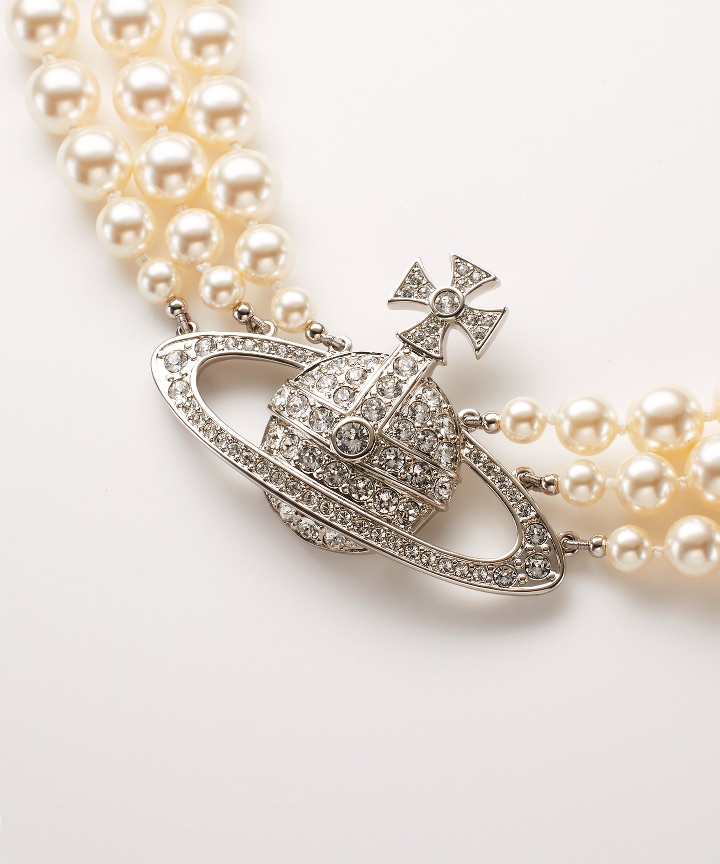 Vivienne Westwood Three Row Bas Relief Pearl Choker 經典三層珍珠土星頸鍊(共2色!)