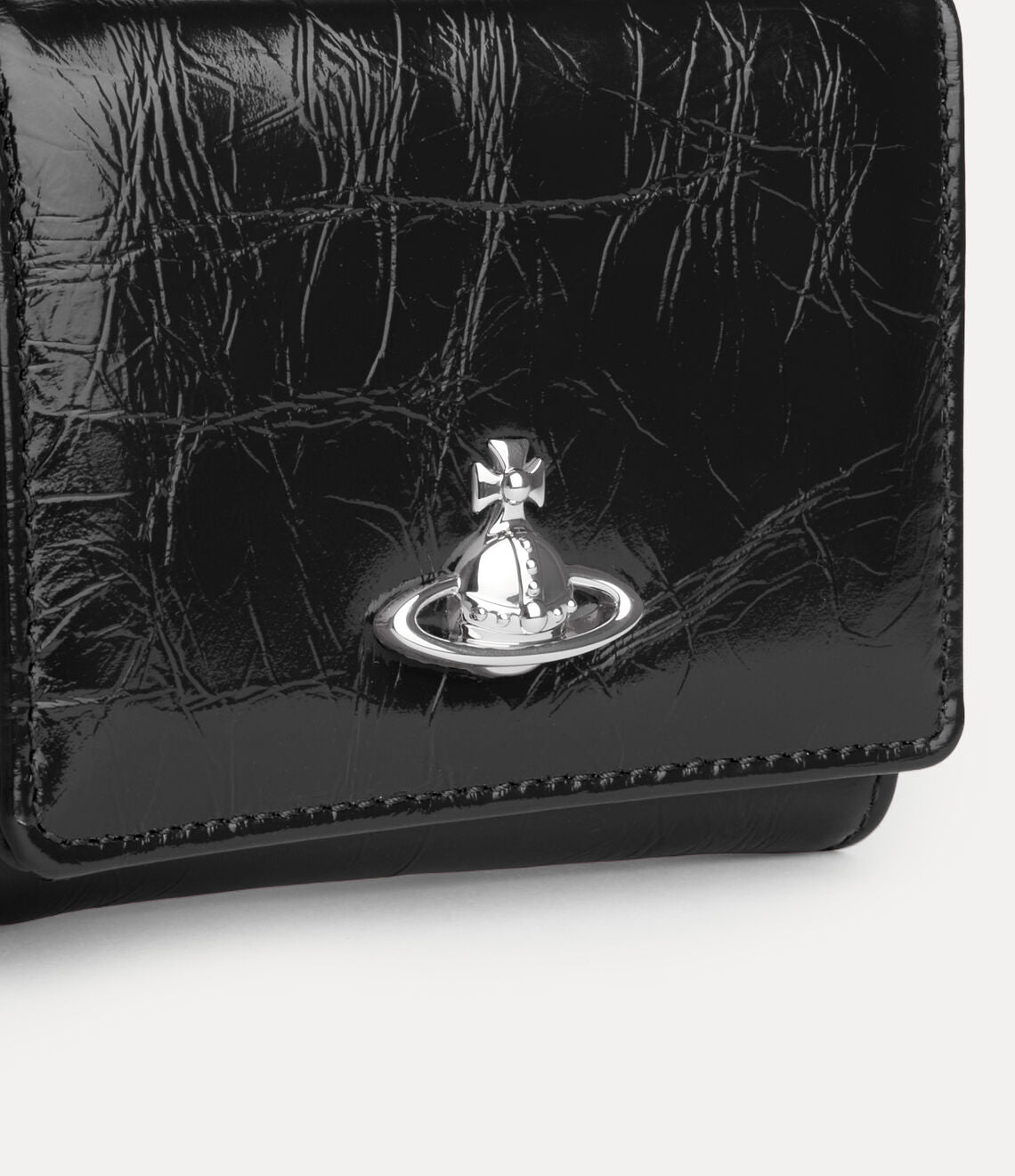 (限時特價!)Vivienne Westwood Frame Wallet 光澤褶皺立體土星三折口金短夾 (共2色!)