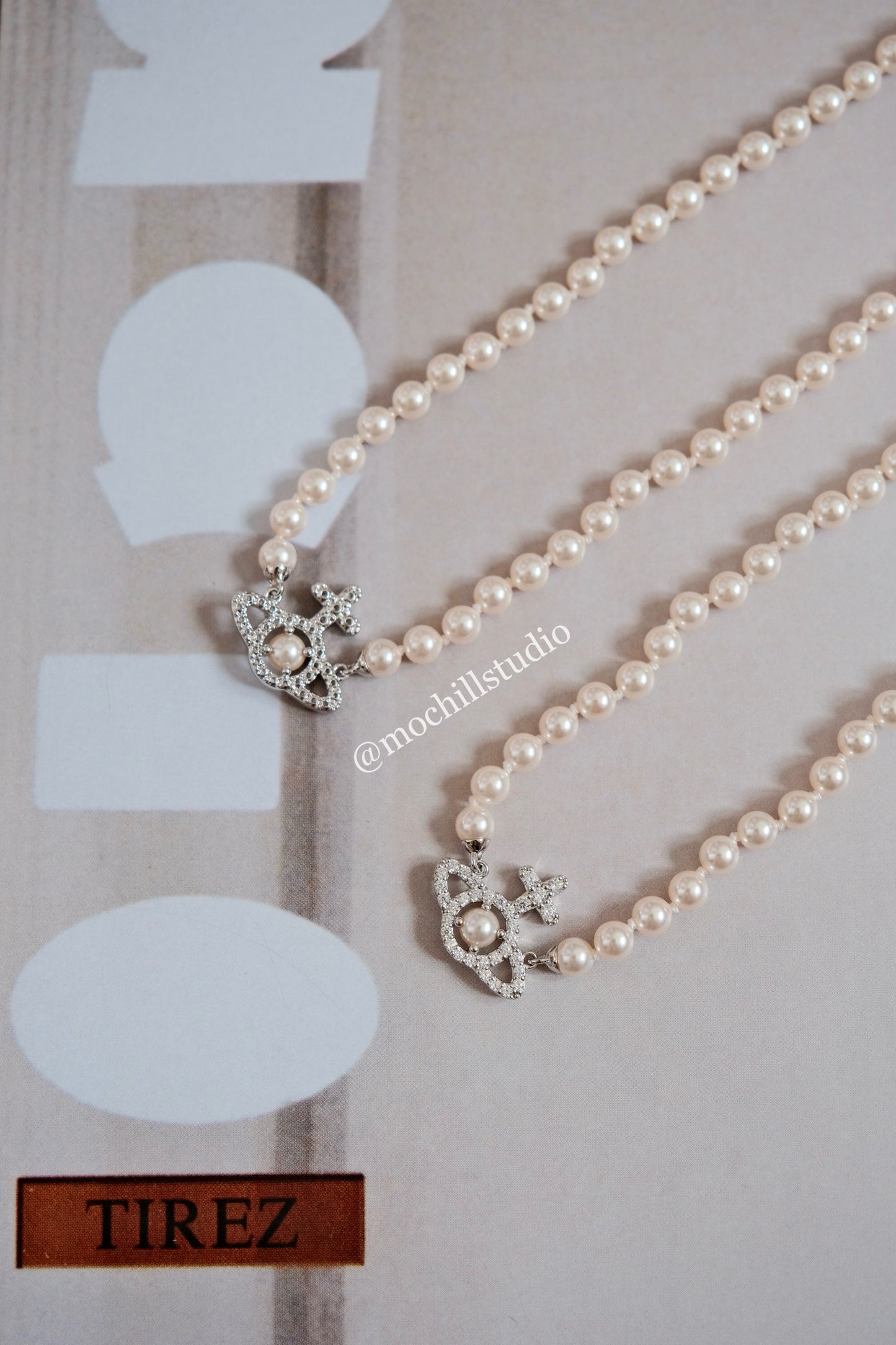 Vivienne Westwood Olymphia pearl Necklace 滿鑽珍珠土星頸鍊