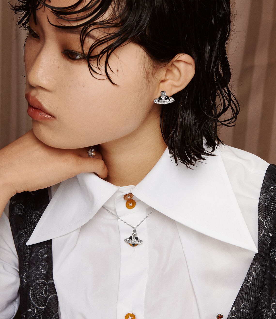 Vivienne Westwood New diamante heart pendant Necklace 復刻愛心土星項鍊