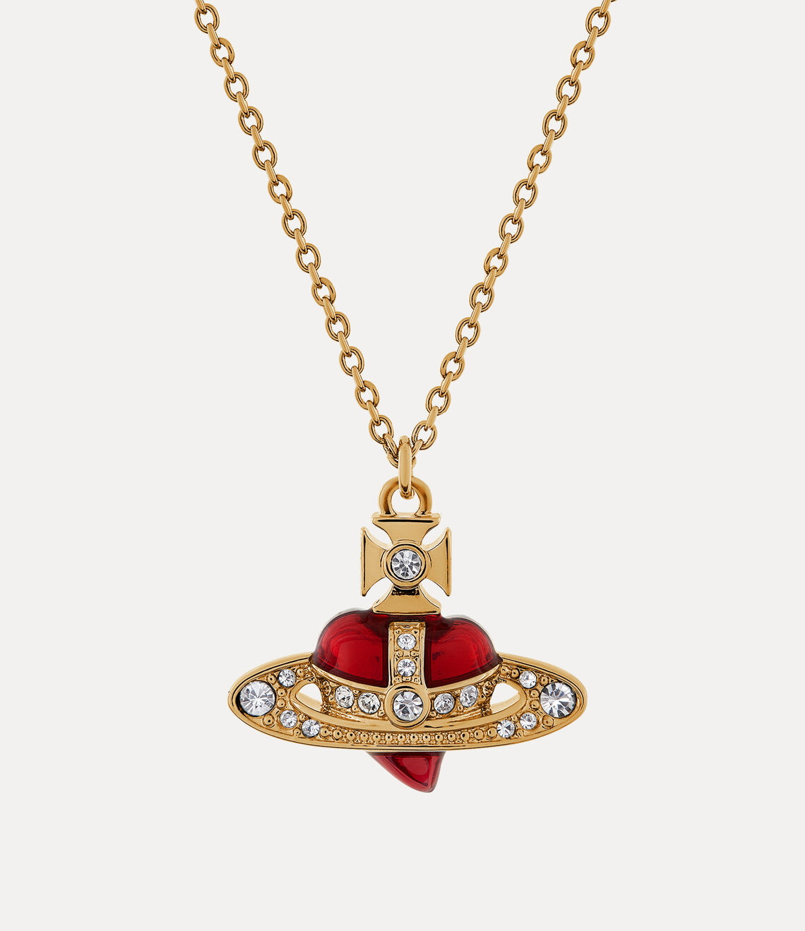 Vivienne Westwood New diamante heart pendant Necklace 復刻愛心土星項鍊