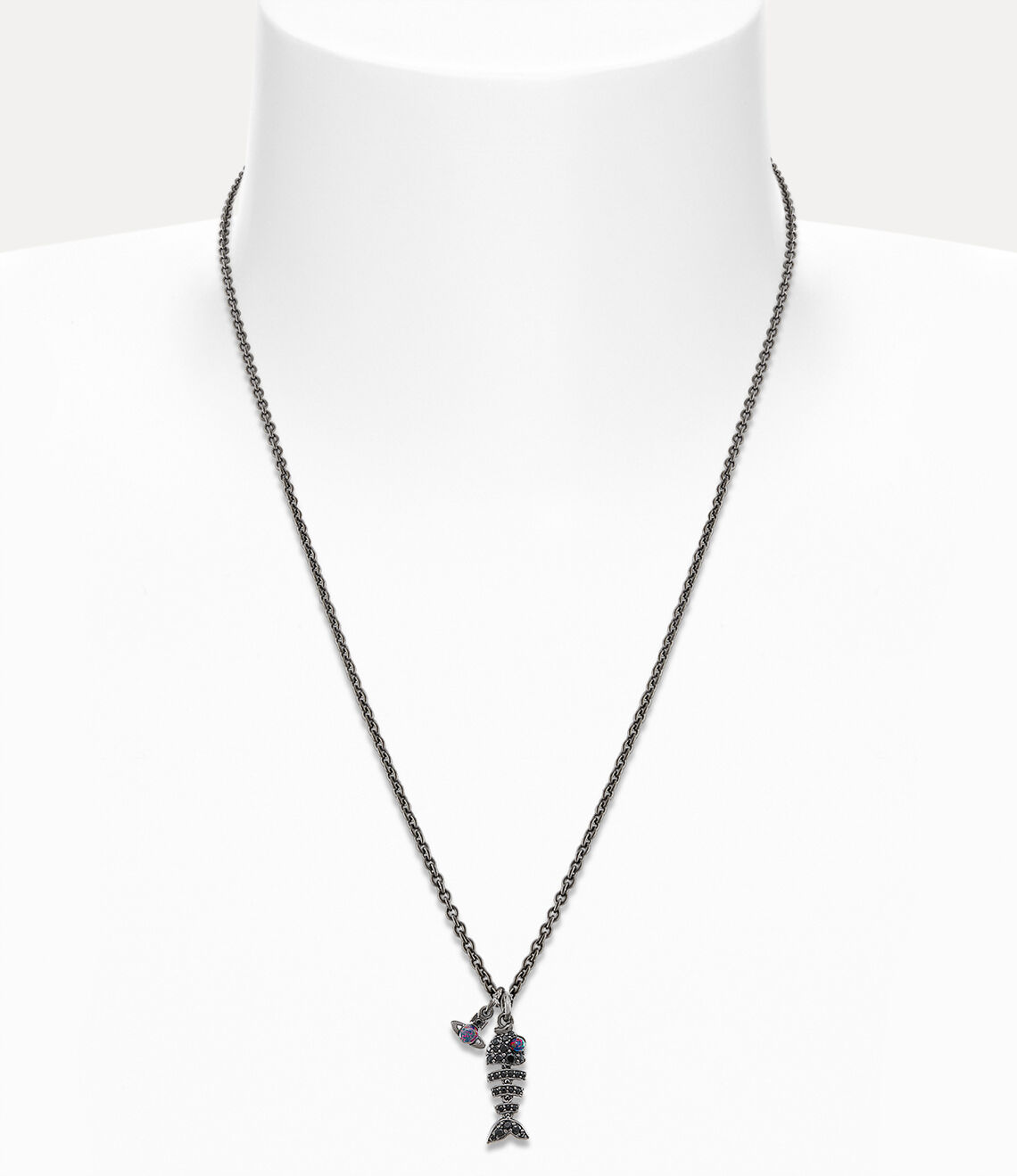 Vivienne Westwood Man. Lyall Pendant 經典純銀魚骨頭立體土星項鏈