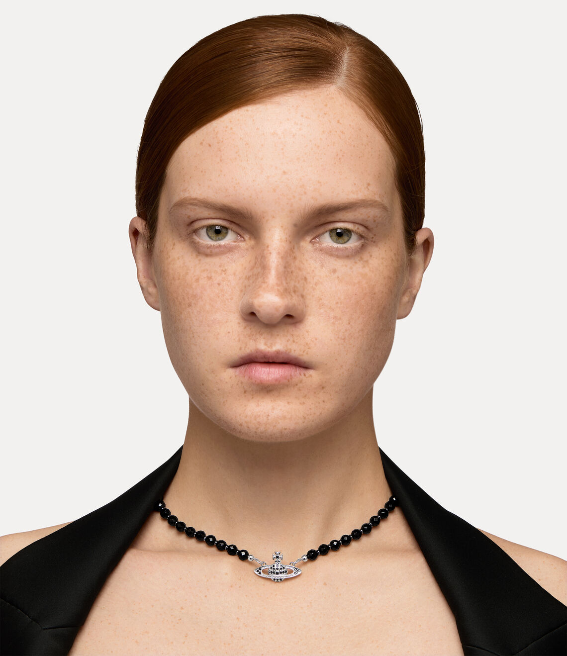 Vivienne Westwood Messaline Choker 經典滿鑽土星黑瑪瑙頸鍊