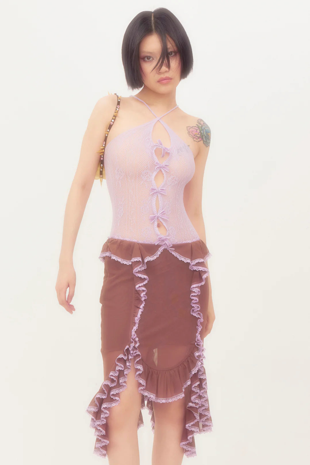 Nφ DRESS 絲絨蝴蝶結蕾絲連體衣(多色!)
