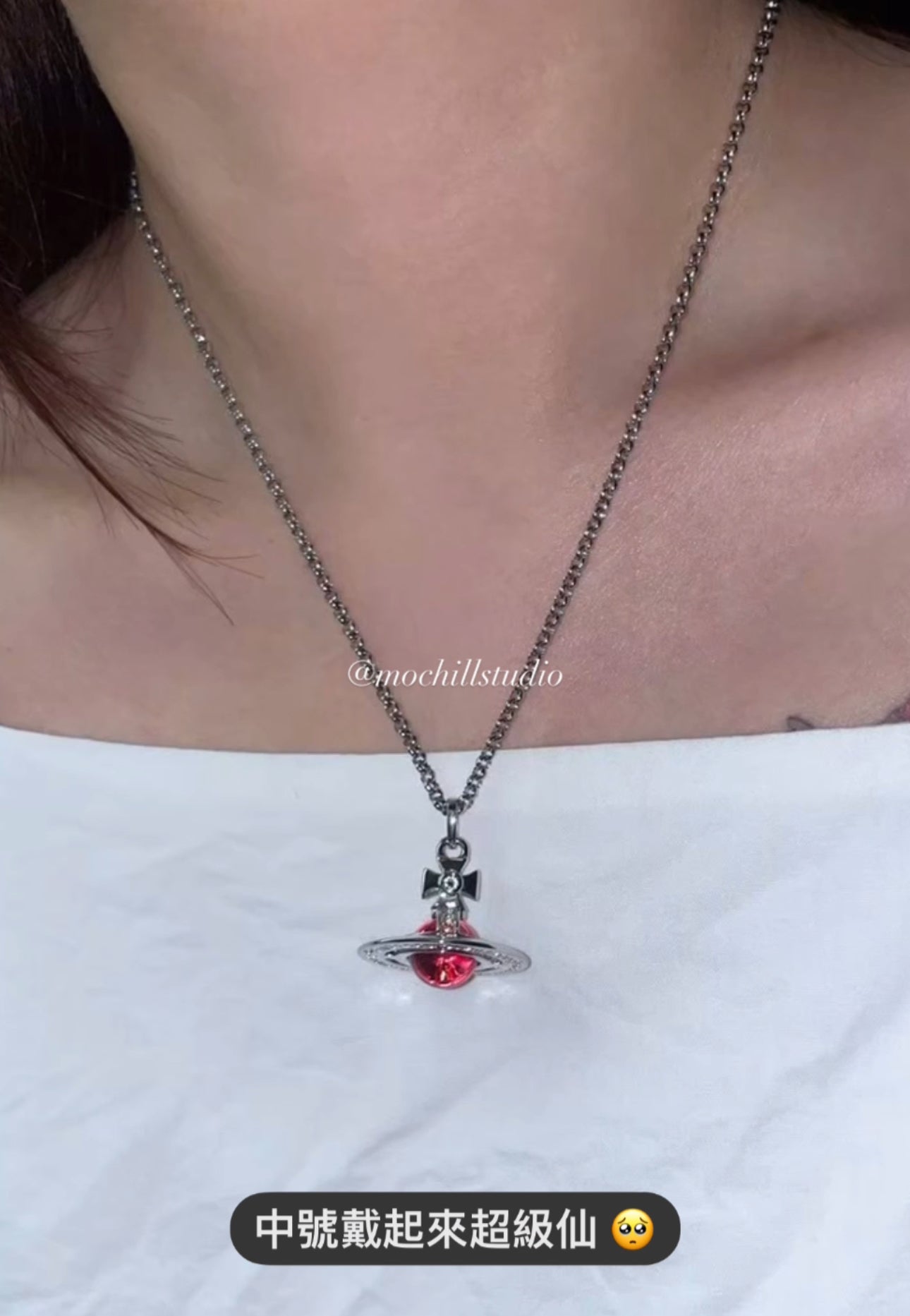 Vivienne Westwood New Petite Orb Pendant Necklace 限定限量莓果粉立體土星項鍊(全尺寸!)