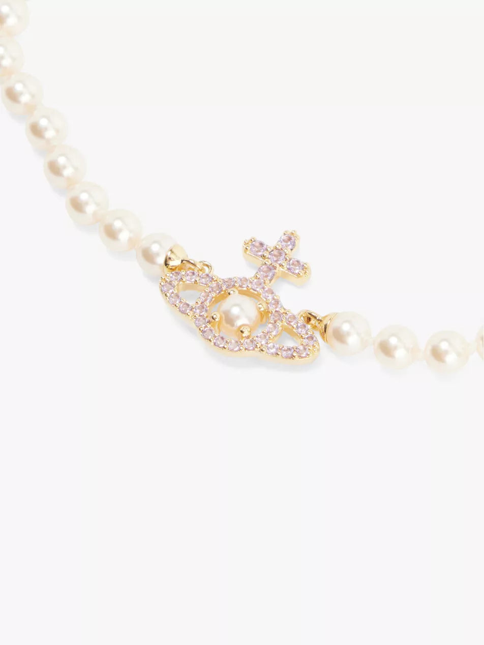 Vivienne Westwood Olymphia pearl Necklace 滿鑽珍珠土星頸鍊
