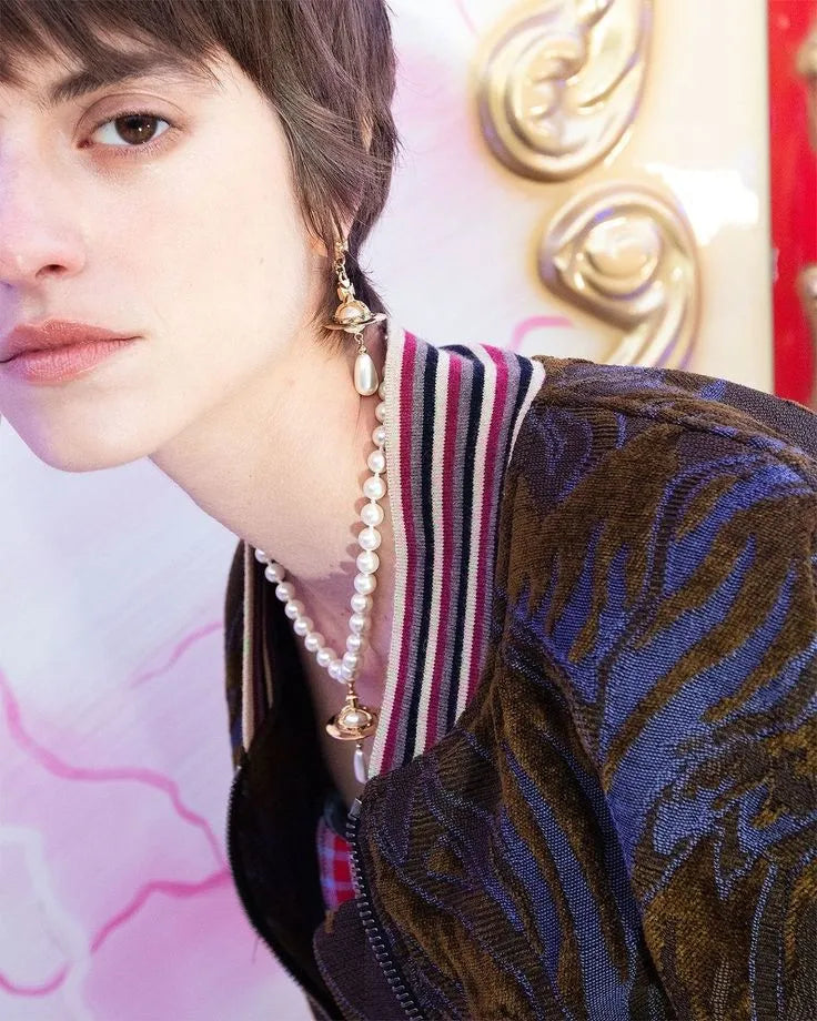 Vivienne Westwood One Row Pearl Drop Choker 經典珍珠土星頸鍊(共2色!)