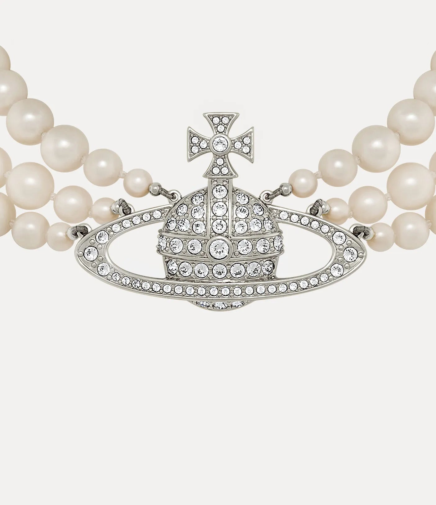 Vivienne Westwood Three Row Bas Relief Pearl Choker 經典三層珍珠土星頸鍊(共2色!)