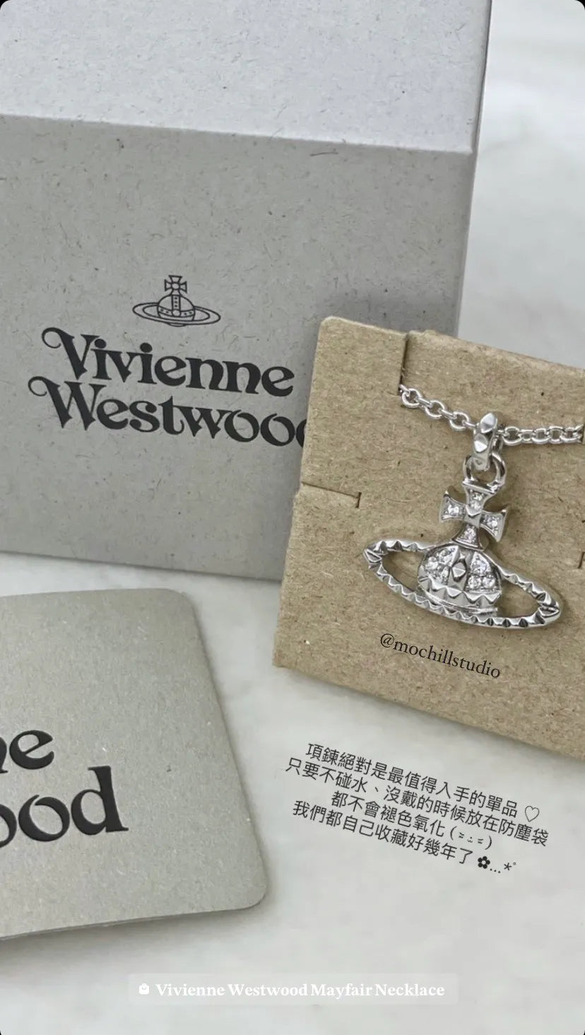 Vivienne Westwood Mayfair Necklace 卯釘水晶土星項鍊(共4色!)