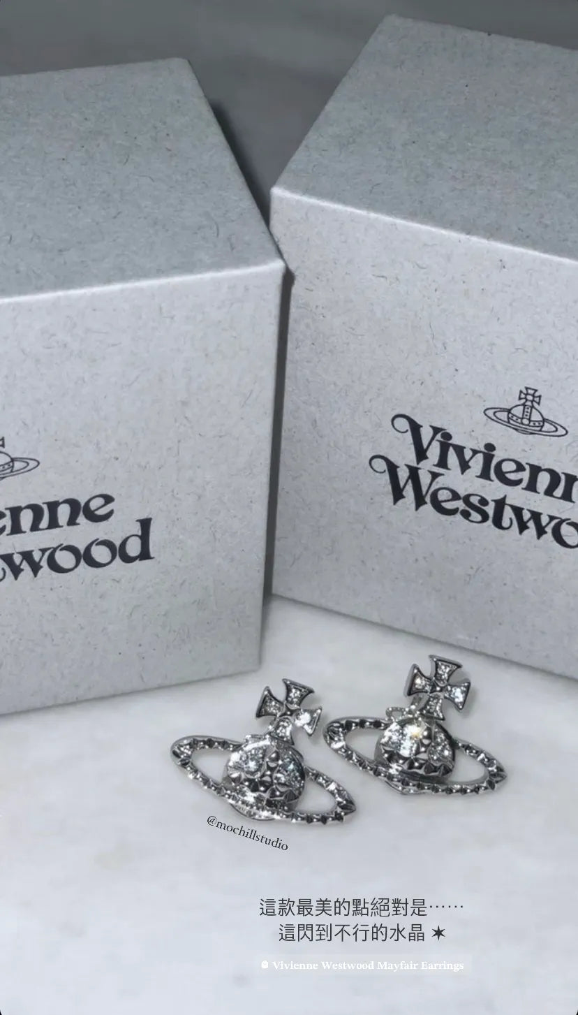 Vivienne Westwood Mayfair Earrings 卯釘水晶土星耳環(共4色!)