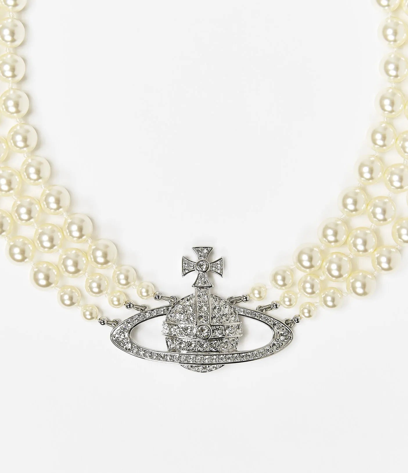 Vivienne Westwood Three Row Bas Relief Pearl Choker 經典三層珍珠土星頸鍊(共2色!)
