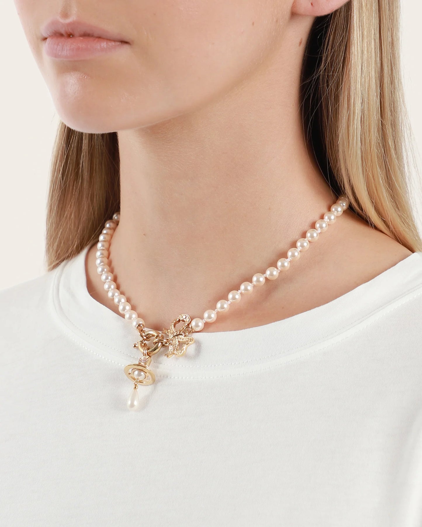Vivienne Westwood Rigoberta Pearl Necklace 夢幻立體土星蝴蝶結珍珠項鏈