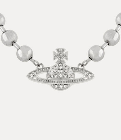 Vivienne Westwood Thames Mini Bas Relief Pearl Necklace 經典滿鑽土星白珍珠項鍊