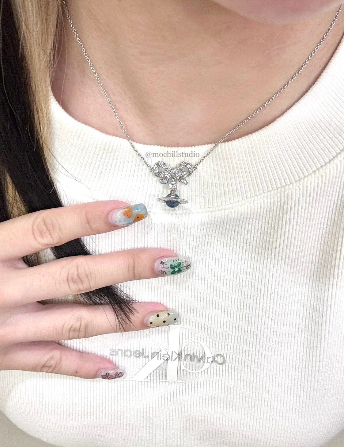 （限時特價！）Vivienne Westwood Octavie Necklace 夢幻立體蝴蝶結土星純銀項鍊（共7色！）