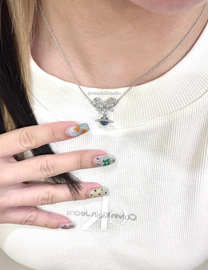（限時特價！）Vivienne Westwood Octavie Necklace 夢幻立體蝴蝶結土星純銀項鍊（共7色！）