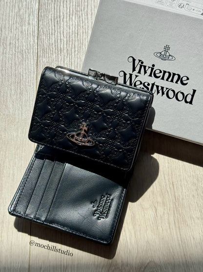Vivienne Westwood Orborama 滿版土星壓紋雙折口金短夾