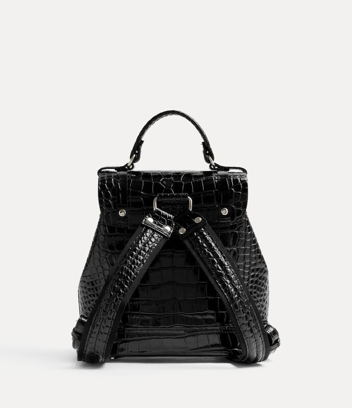 Vivienne Westwood Max Small Bag 立體土星鱷魚紋束口後背包