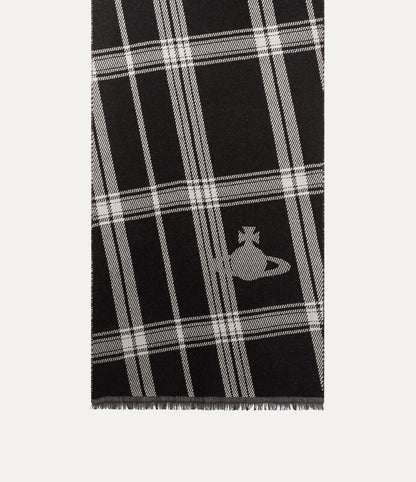 Vivienne Westwood 純羊毛格紋刺繡土星圍巾