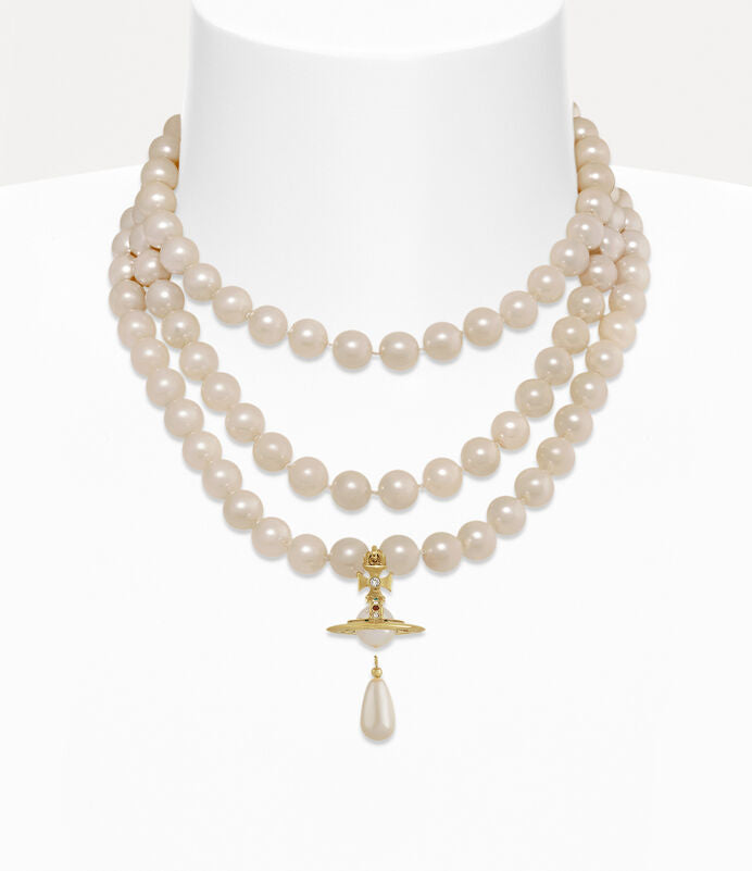 Vivienne Westwood Three Row Pearl Necklace 三層珍珠頸鍊（共3色！）