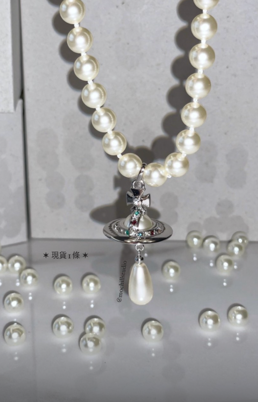 Vivienne Westwood One Row Pearl Drop Choker 經典珍珠土星頸鍊（共2色！）