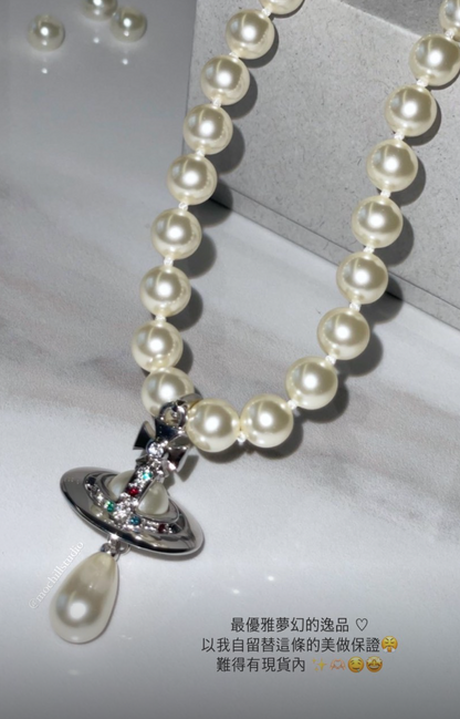 Vivienne Westwood One Row Pearl Drop Choker 經典珍珠土星頸鍊（共2色！）