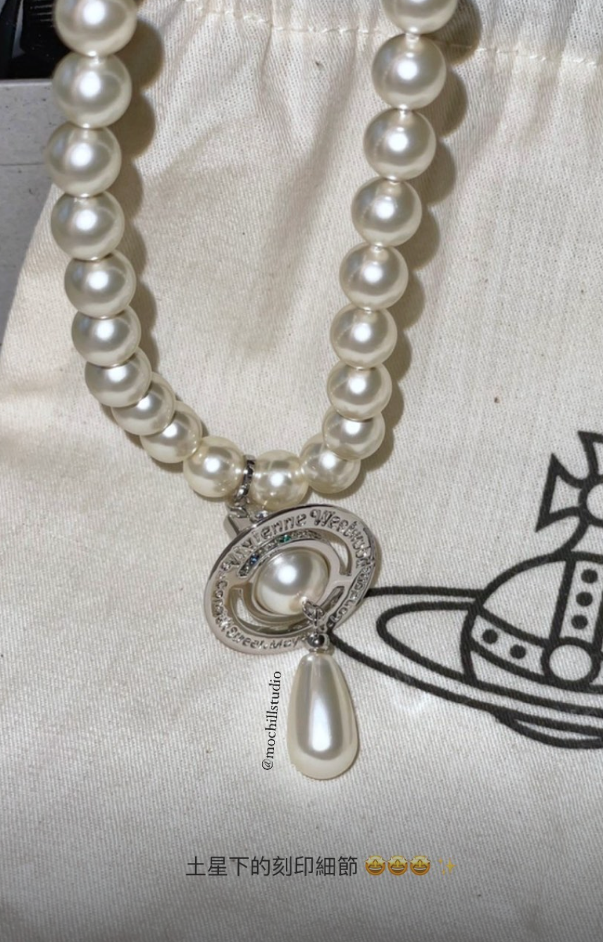 Vivienne Westwood One Row Pearl Drop Choker 經典珍珠土星頸鍊（共2色！）