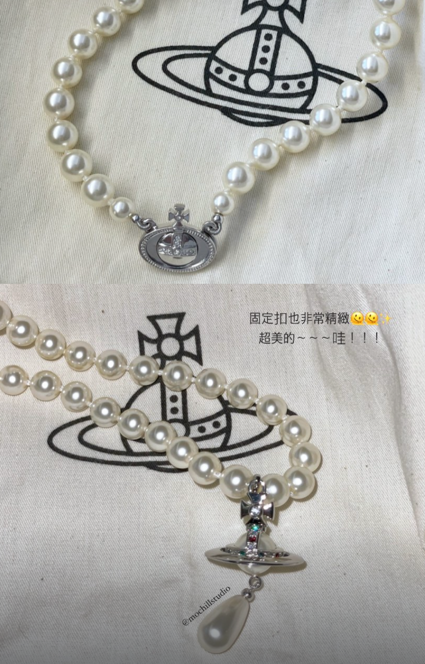 Vivienne Westwood One Row Pearl Drop Choker 經典珍珠土星頸鍊（共2色！）