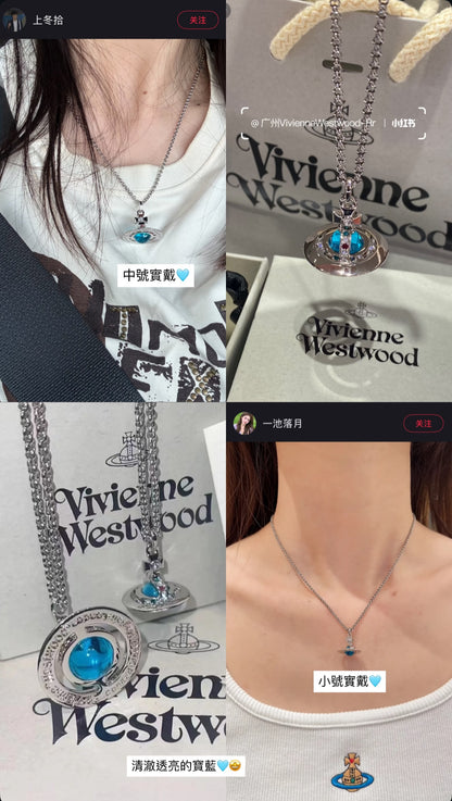 Vivienne Westwood Tiny Orb Necklace 限定限量寶藍中號立體土星項鍊