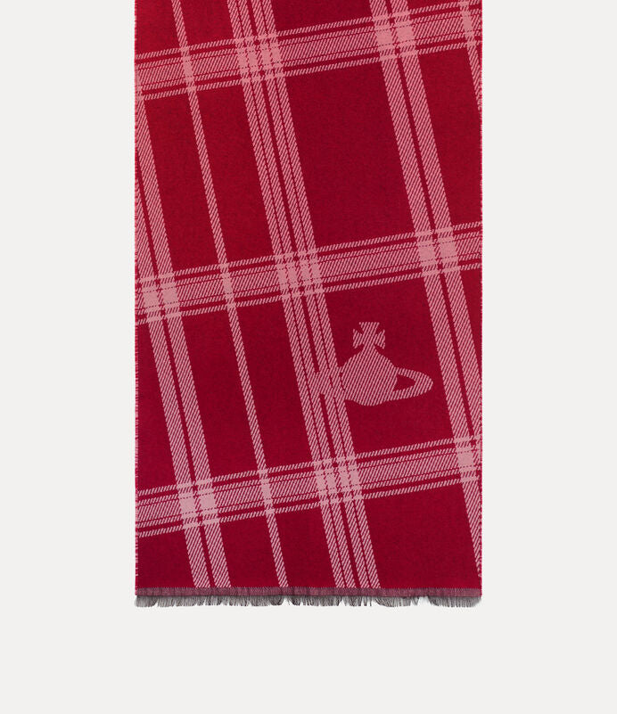 Vivienne Westwood 純羊毛格紋刺繡土星圍巾