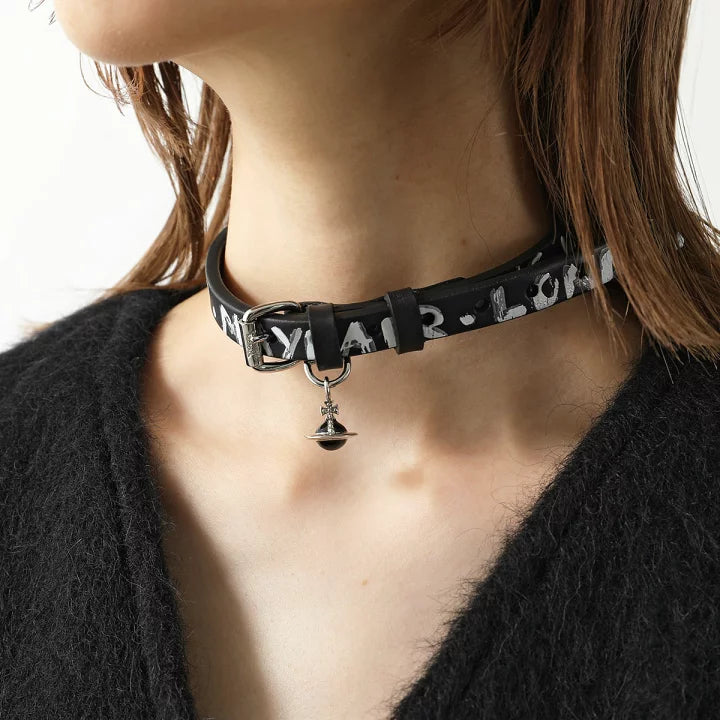 Vivienne Westwood Bristol Choker 經典立體土星皮革頸鏈