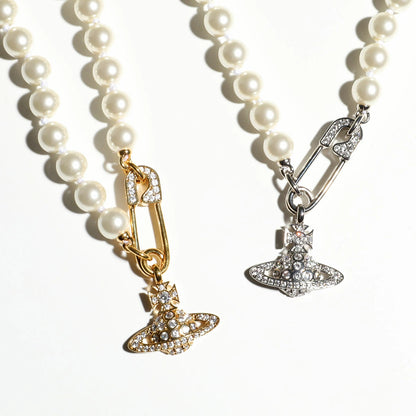 Vivienne Westwood Lucrece Pearl Necklace 別針土星珍珠項鍊（共2色！）