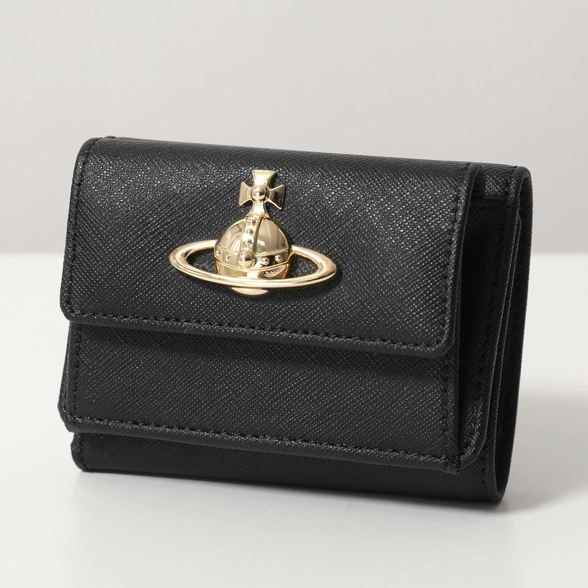 Vivienne Westwood Saffiano small Flap wallet 三折防刮十字紋短夾