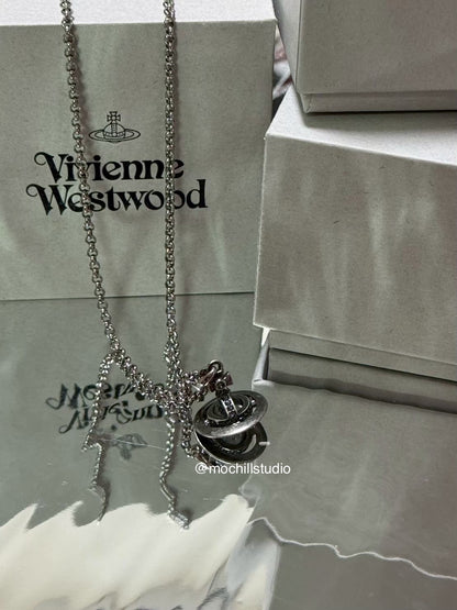 (現貨！）Vivienne Westwood MAN. New Petite Orb Pendant Necklace 做舊立體土星小號項鍊