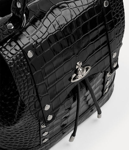 Vivienne Westwood Max Small Bag 立體土星鱷魚紋束口後背包