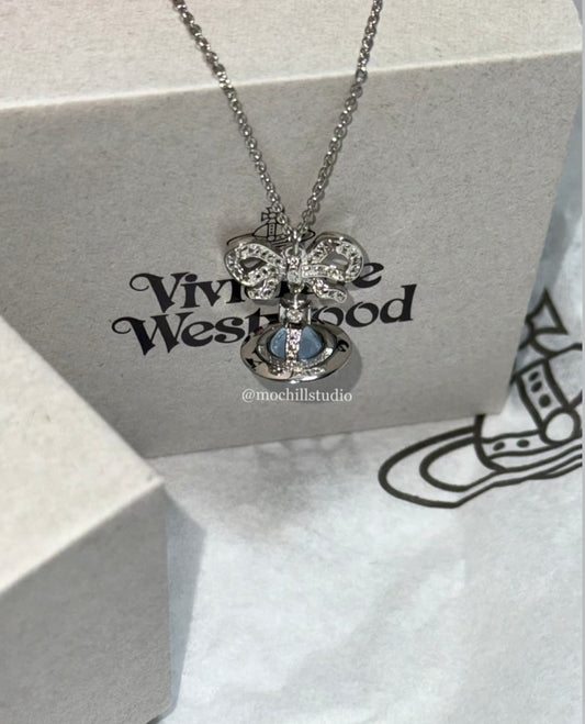 Vivienne Westwood Octavie Necklace 夢幻立體蝴蝶結土星純銀項鍊（共7色！）