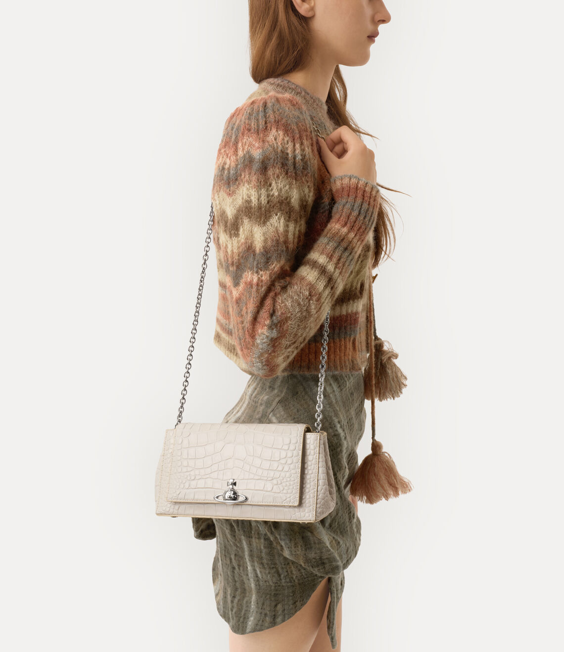 （限時特價！）Vivienne Westwood Hazel Croc Medium Handbag 中號鱷魚立體土星肩背手提包（共3色！）