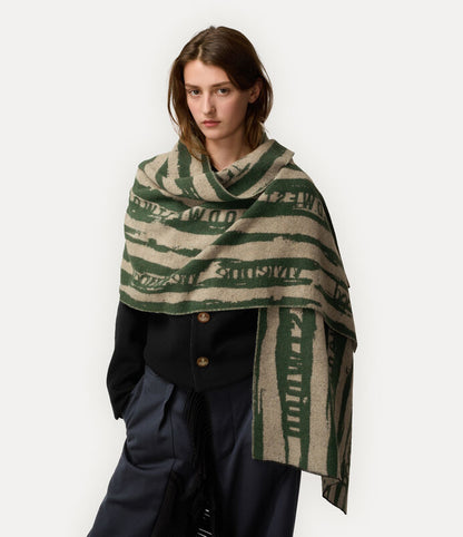 Vivienne Westwood 純羊毛不規則花紋圍巾