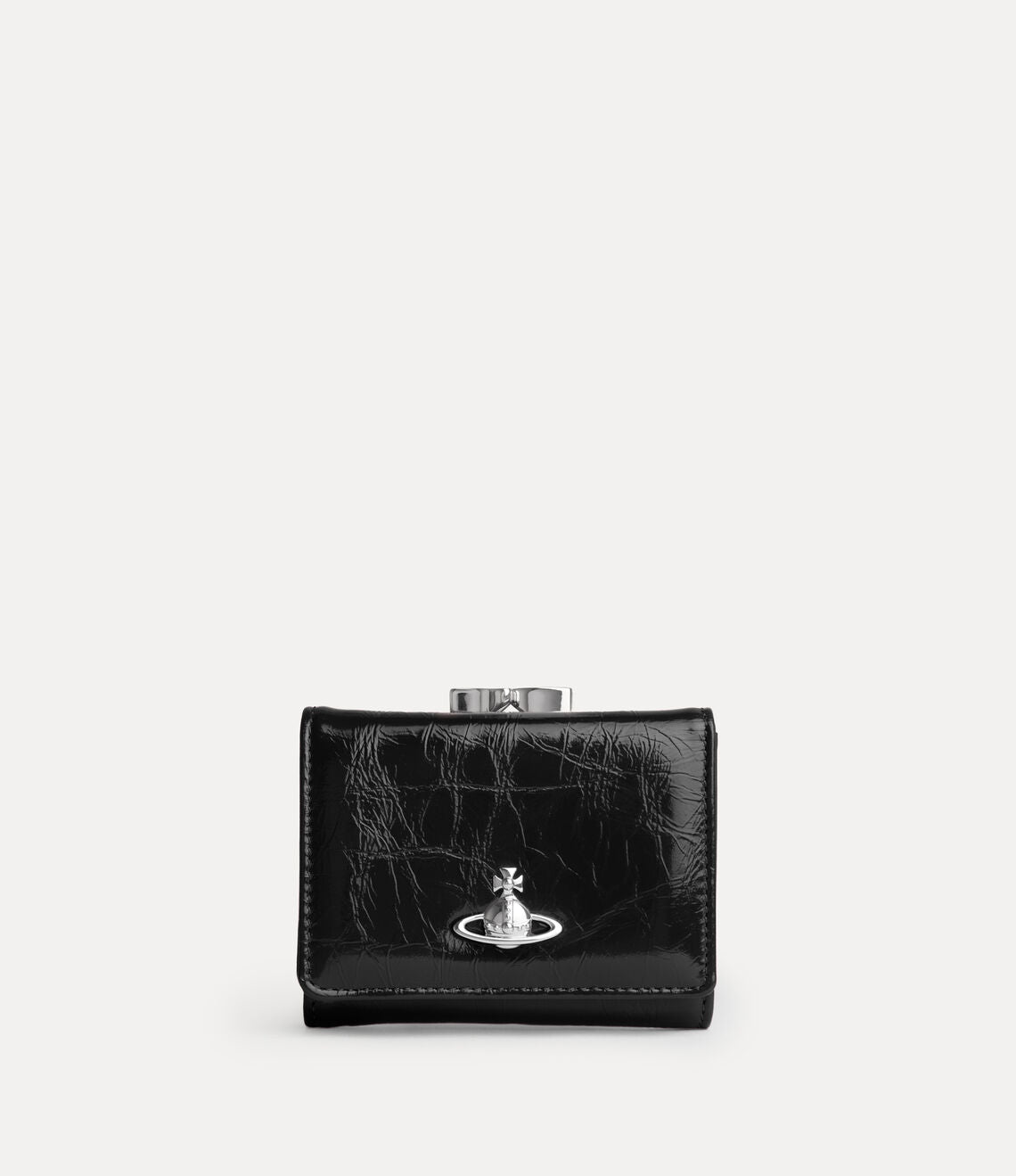 （限時特價！）Vivienne Westwood Frame Wallet 光澤褶皺立體土星三折口金短夾 （共2色！）