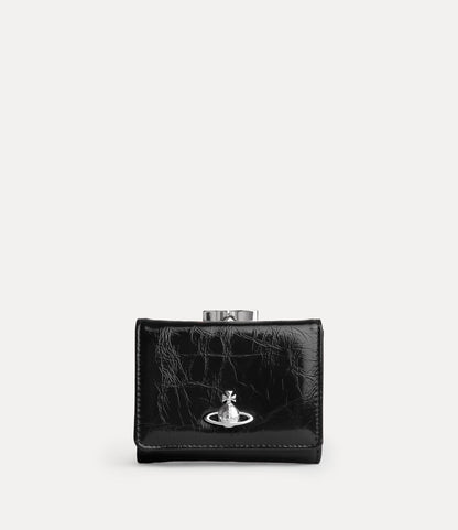 （限時特價！）Vivienne Westwood Frame Wallet 光澤褶皺立體土星三折口金短夾 （共2色！）