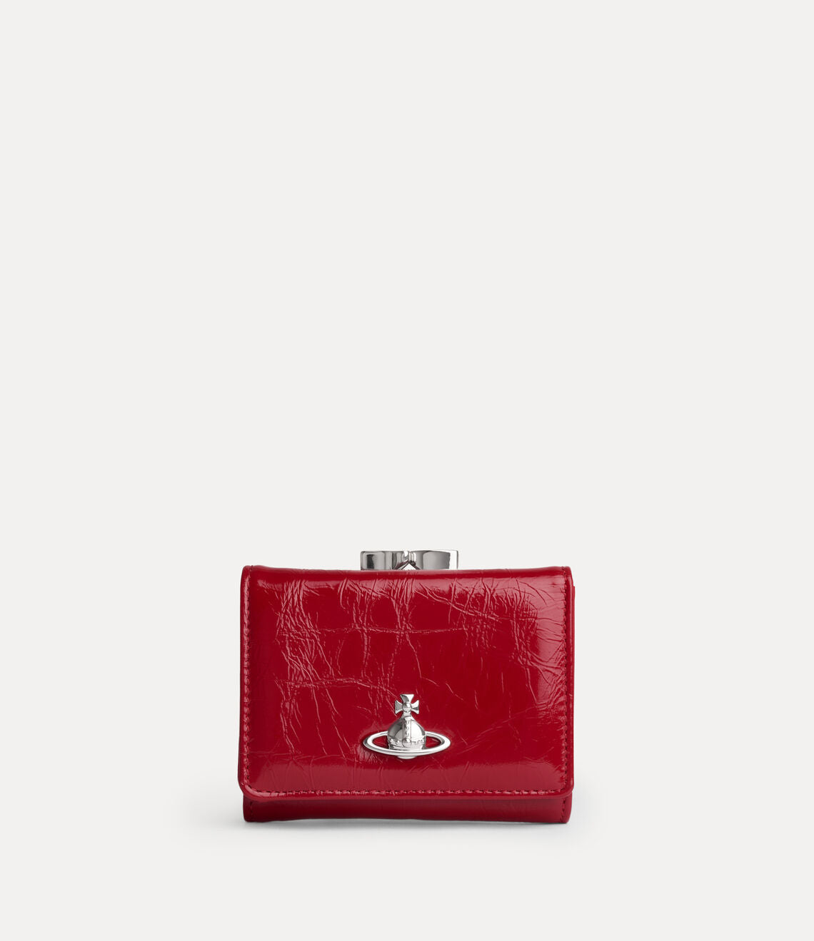 （限時特價！）Vivienne Westwood Frame Wallet 光澤褶皺立體土星三折口金短夾 （共2色！）