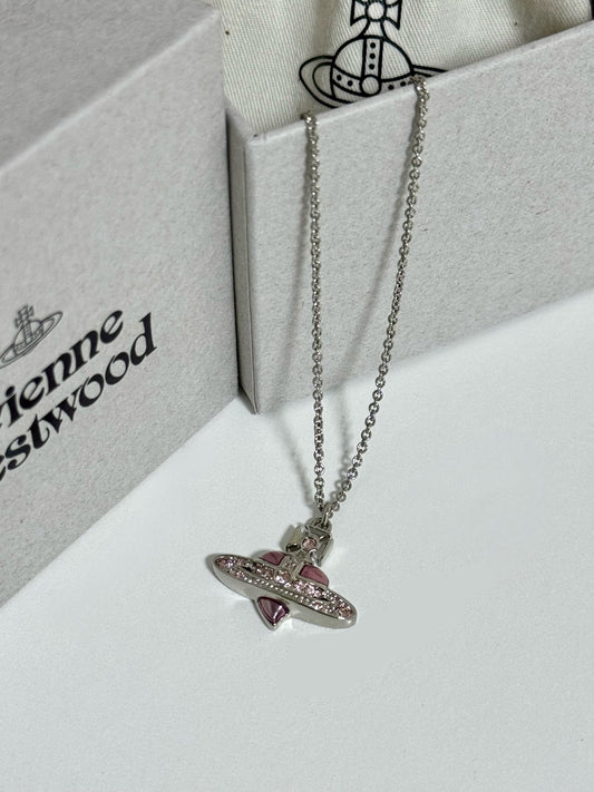 Vivienne Westwood New diamante heart pendant Necklace 復刻愛心土星項鍊