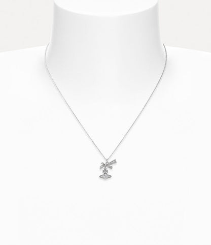 Vivienne Westwood Angelique Pendant Necklace 純銀蝴蝶結水晶項鍊