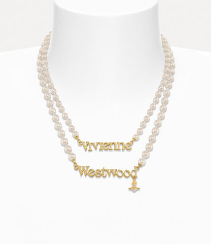 Vivienne Westwood Amelia Necklace 夢幻雙層 LOGO 珍珠項鏈