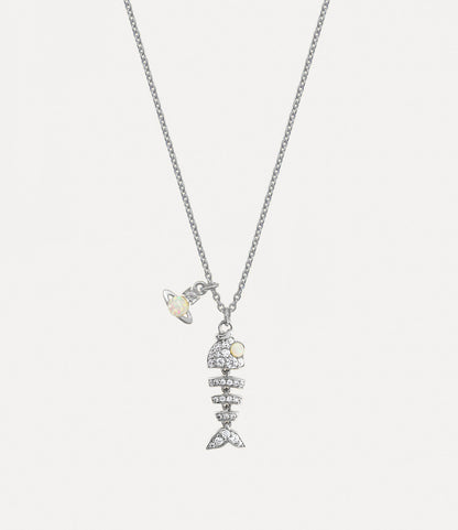 Vivienne Westwood Lyall Pendant 經典純銀魚骨頭立體土星項鏈 （共2色！）
